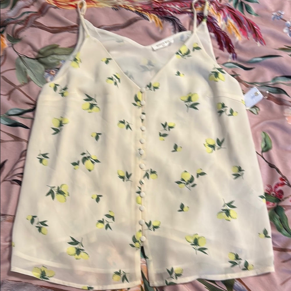 Sophie Rue White and Yellow Buttoned Camisole